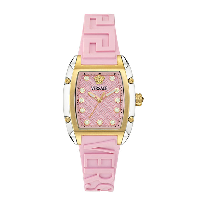 Versace Dominus Pink Dial and Pink Silicon Strap Watch 36mm - VE8K00224