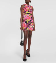 Versace Floral-print jersey minidress