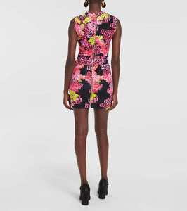 Versace Floral-print jersey minidress