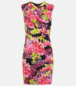 Versace Floral-print jersey minidress