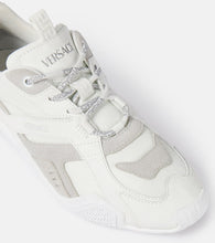 Versace Galaxia suede-trimmed leather sneakers