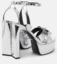 Versace Gianni Ribbon 140 metallic leather sandals