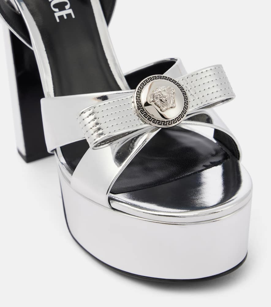 Versace Gianni Ribbon 140 metallic leather sandals