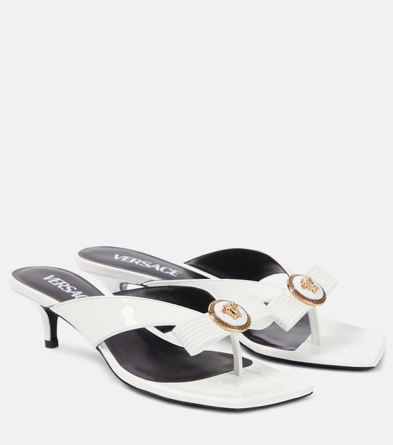 Versace Gianni Ribbon 45 patent leather mules
