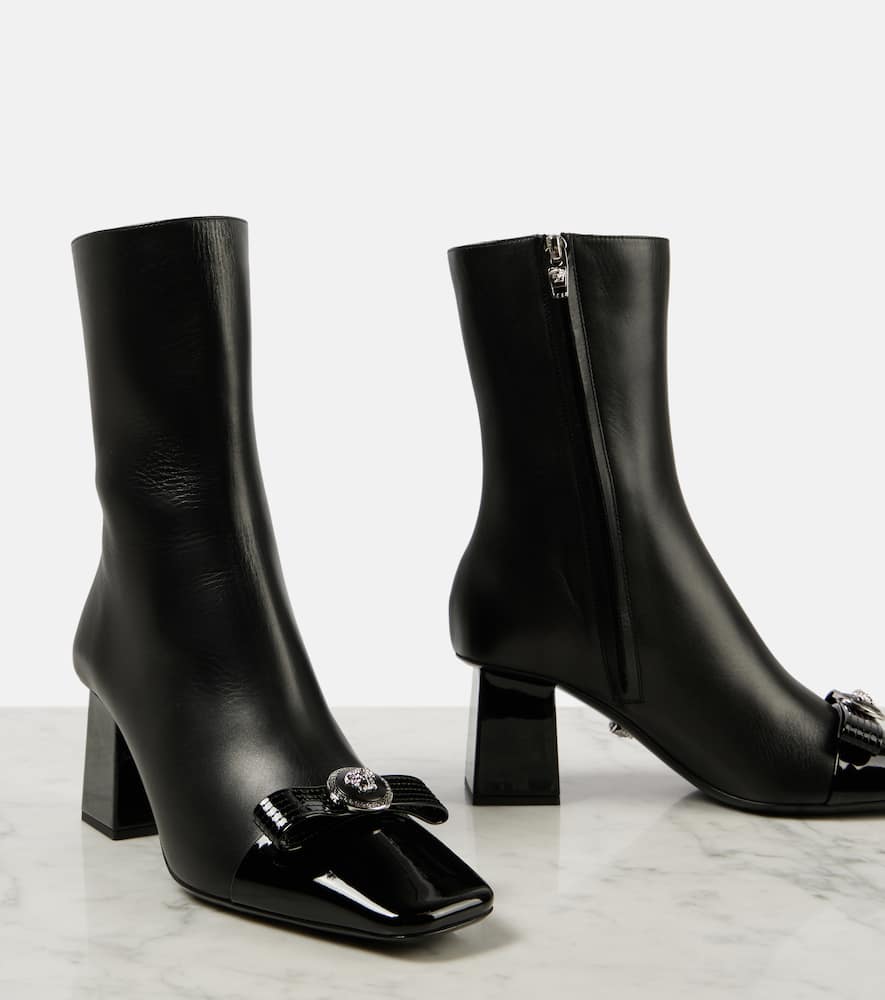 Versace Gianni Ribbon 70 leather ankle boots