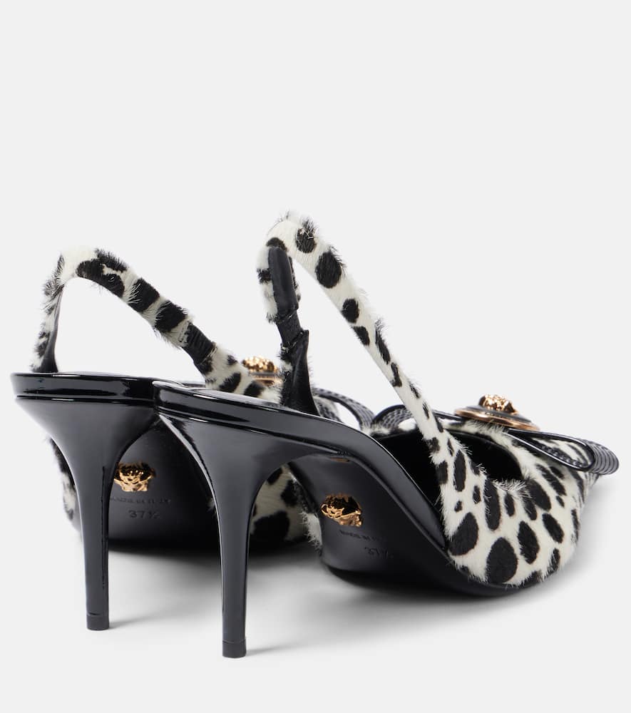 Versace Gianni Ribbon 85 calf hair slingback pumps