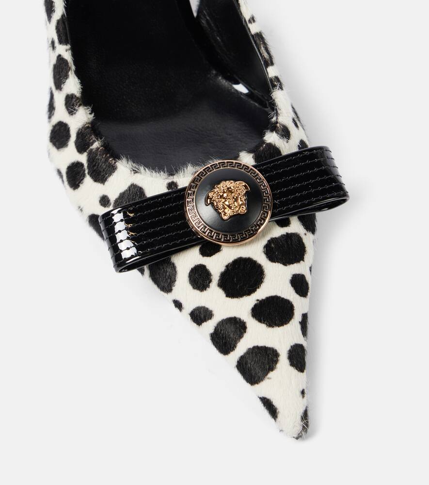Versace Gianni Ribbon 85 calf hair slingback pumps