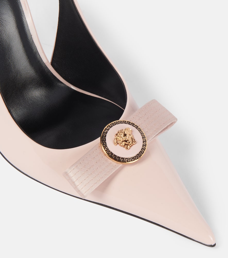 Versace Gianni Ribbon 85 patent leather slingback pumps