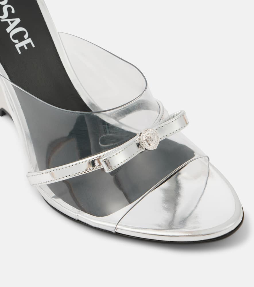 Versace Gianni Ribbon 95 PVC wedge mules