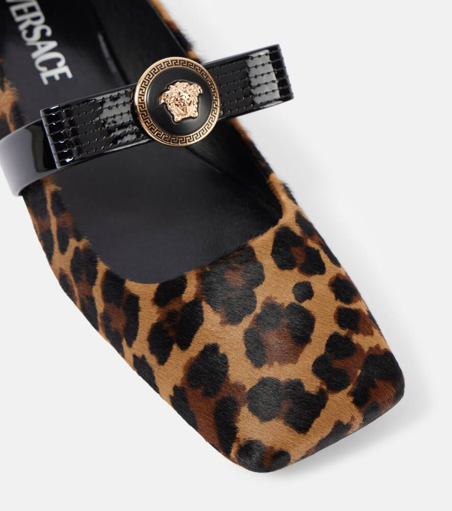 Versace Gianni Ribbon calf hair Mary Jane flats