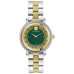 Versace Greca Flourish Green Dial Two-Tone Stainless Steel Bracelet Watch | 35mm | VE7F00523