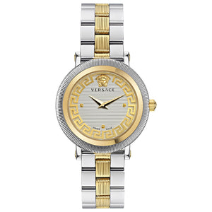 Versace Greca Flourish Silver Dial Two-Tone Stainless Steel Bracelet Watch | 35mm | VE7F00423