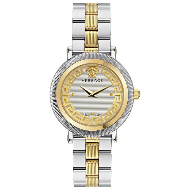 Versace Greca Flourish Silver Dial Two-Tone Stainless Steel Bracelet Watch | 35mm | VE7F00423