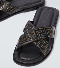 Versace Greca leather slides