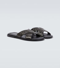 Versace Greca leather slides