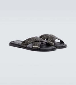 Versace Greca leather slides