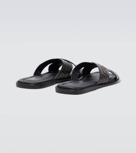 Versace Greca leather slides