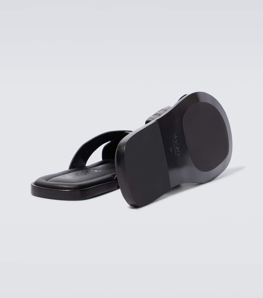 Versace Greca leather slides