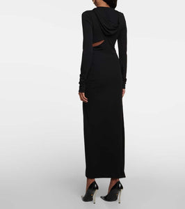 Versace Hooded cutout jersey maxi dress