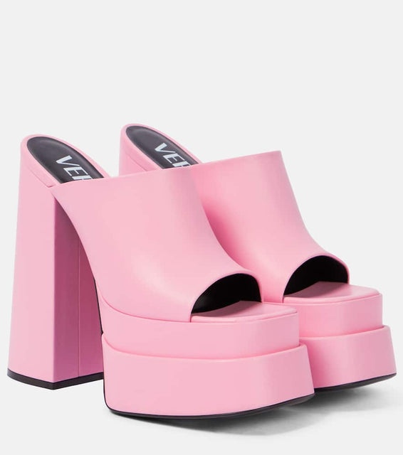 Versace Leather peep-toe platform sandals