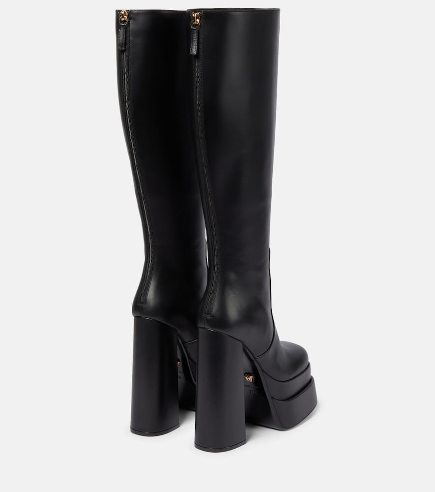 Versace Leather platform knee-high boots