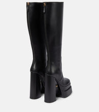 Versace Leather platform knee-high boots