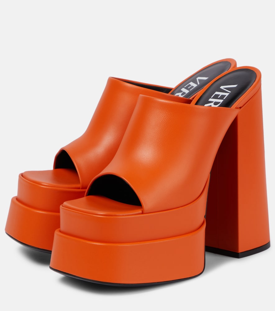 Versace Leather platform mules