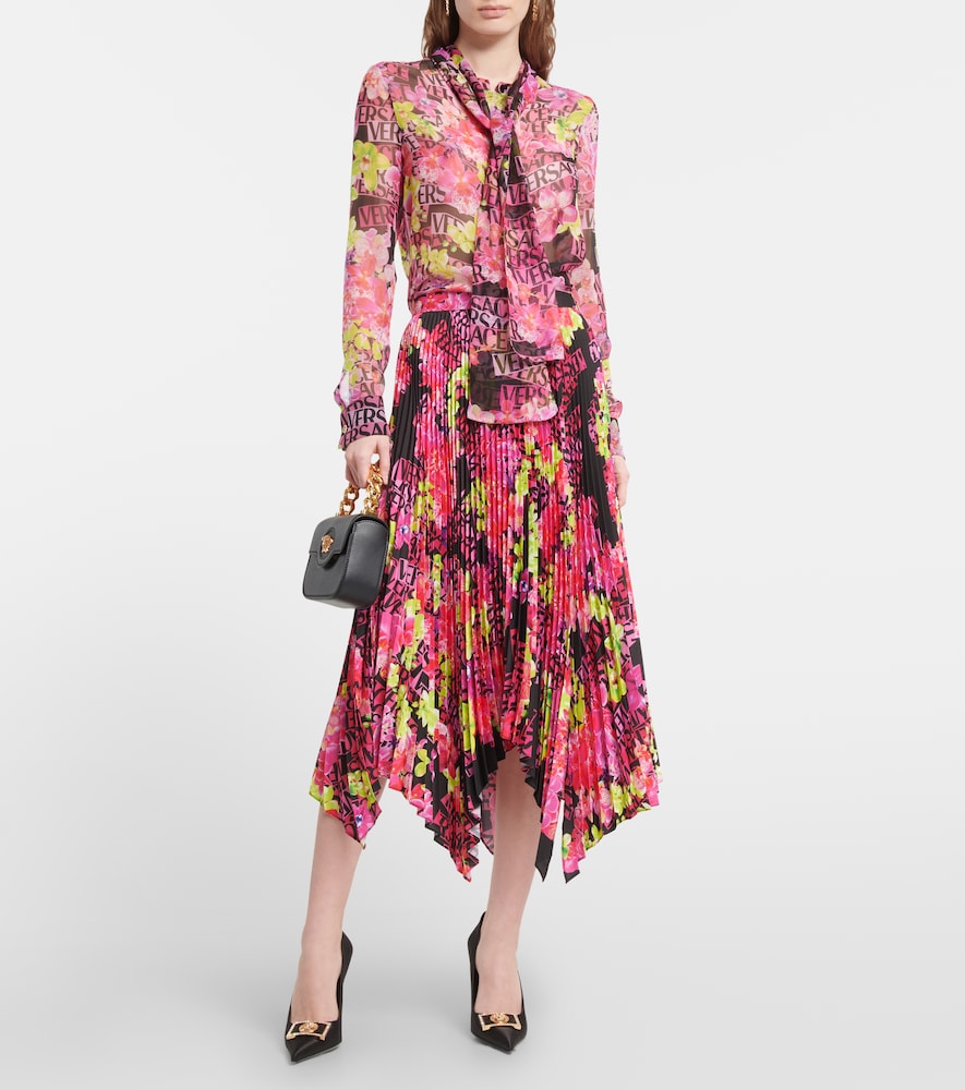 Versace Logo Orchid pleated midi skirt