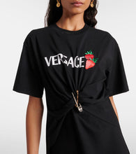 Versace Logo gathered cotton minidress