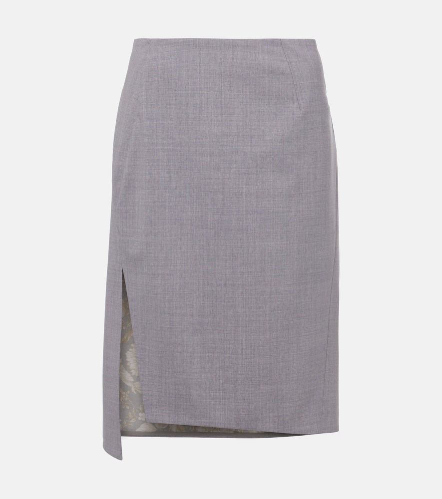 Versace M√É¬©lange wool-blend pencil skirt - Versace M√É¬©lange 羊毛混纺铅笔裙