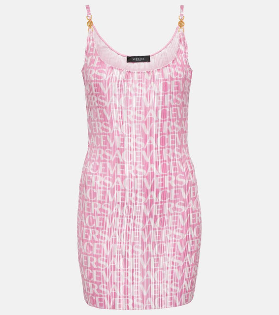 Versace Medusa '95 logo pliss√É¬© minidress