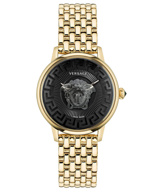 Versace Medusa Alchemy Black Dial and Ion-Plated Yellow Gold Bracelet Watch | 38mm | VE6F00523