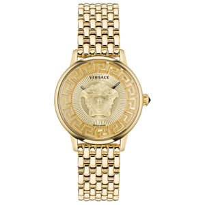 Versace Medusa Alchemy Gold Dial and Ion-Plated Yellow Gold Bracelet Watch | 38mm | VE6F00623