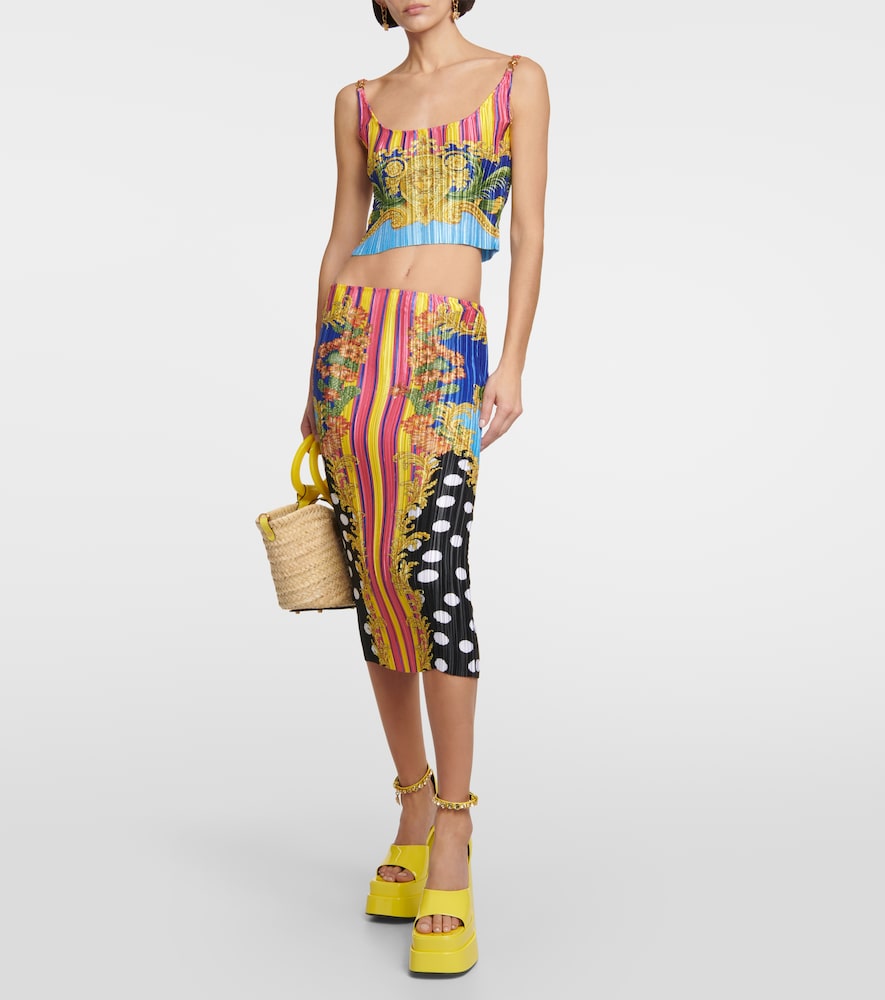 Versace Medusa Palm Springs pliss√É¬© midi skirt