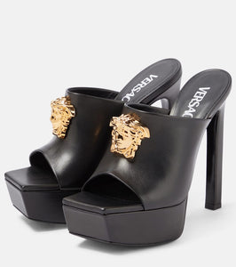 Versace Medusa leather platform mules