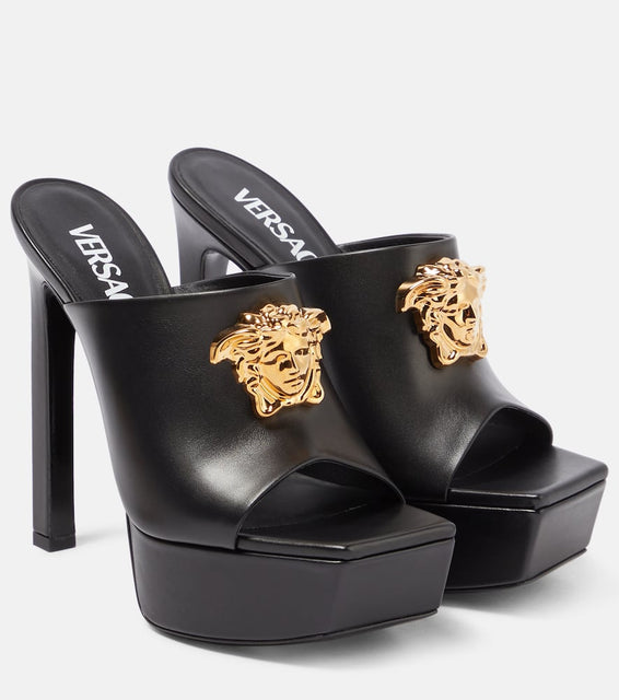 Versace Medusa leather platform mules
