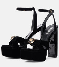 Versace Medusa velvet platform sandals
