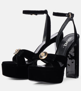 Versace Medusa velvet platform sandals