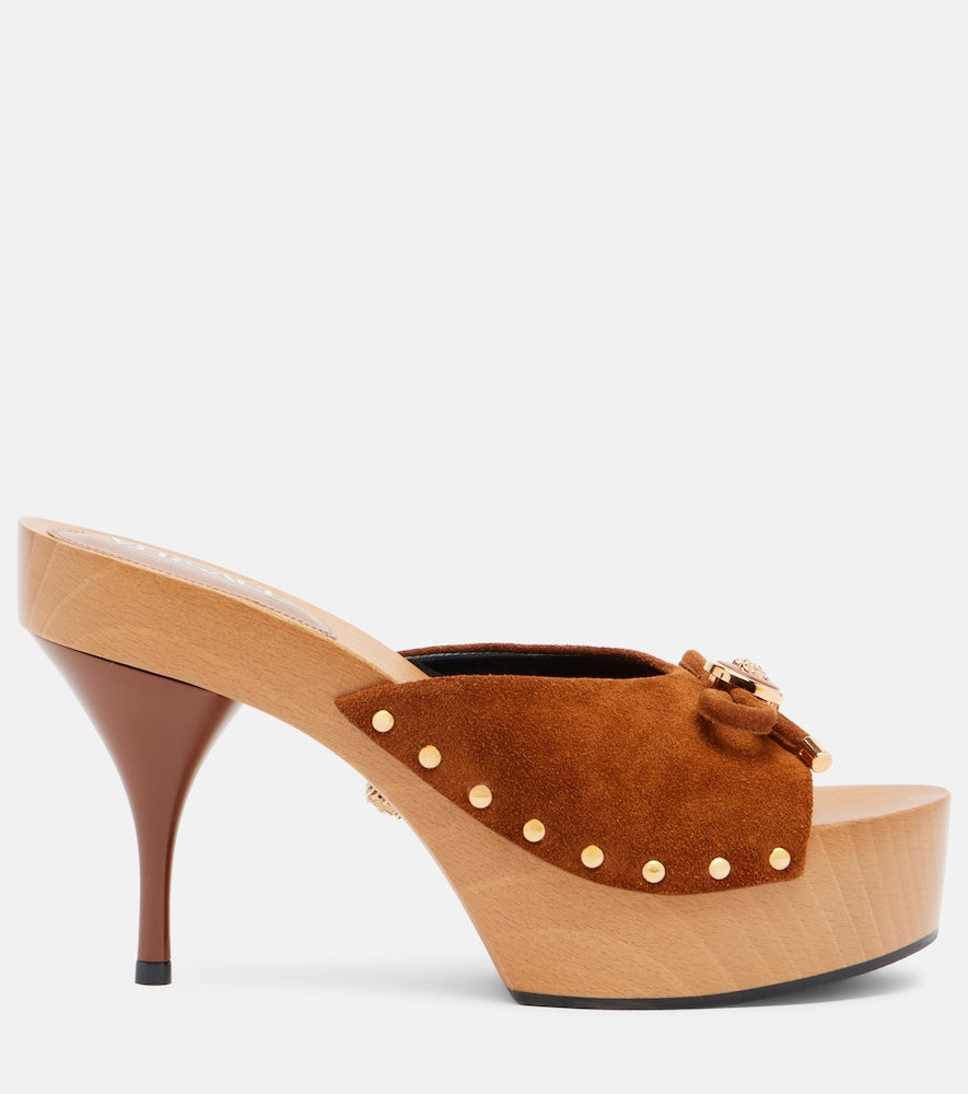 Versace Opera Medusa suede mules