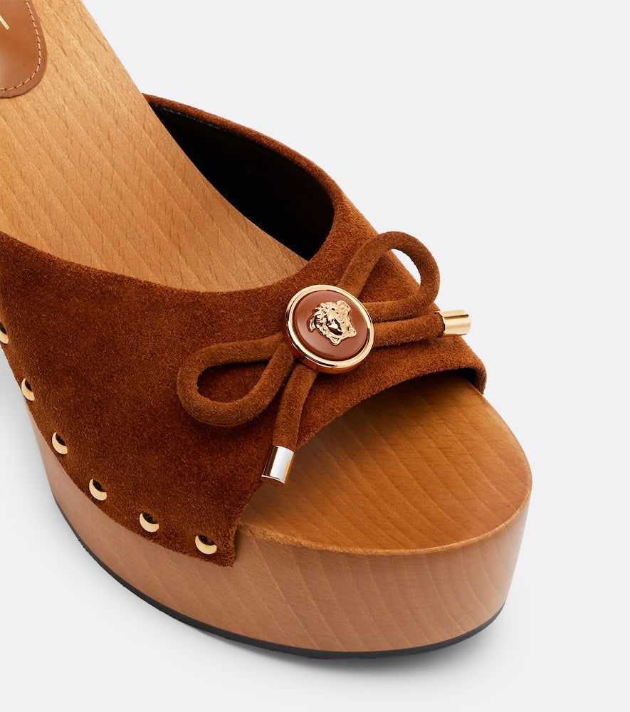 Versace Opera Medusa suede mules
