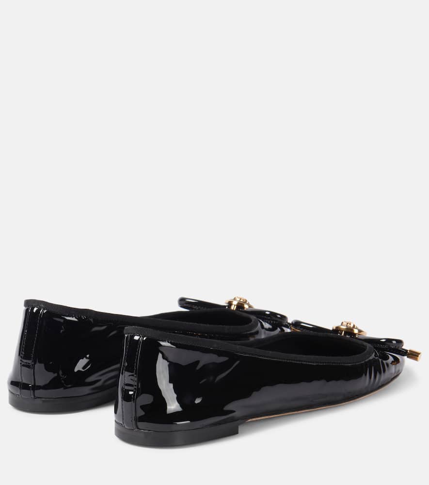 Versace Opera bow-detail patent leather ballet flats