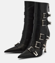 Versace Pin-Point Buckle leather ankle boots