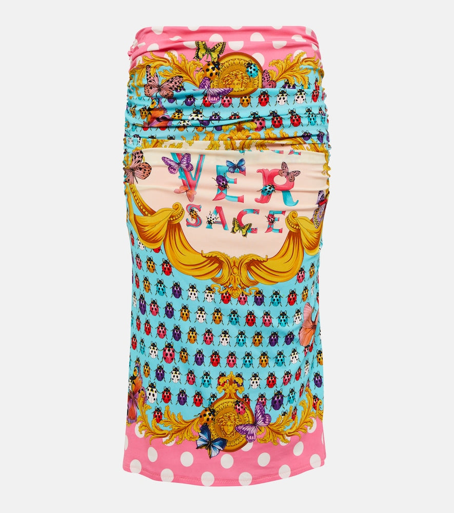 Versace Printed draped midi skirt - 范思哲印花垂褶中长裙