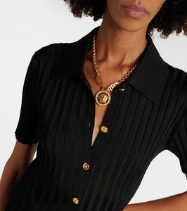 Versace Ribbed-knit midi dress