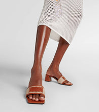 Versace Theia Barocco leather-trimmed raffia mules