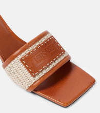 Versace Theia Barocco leather-trimmed raffia mules