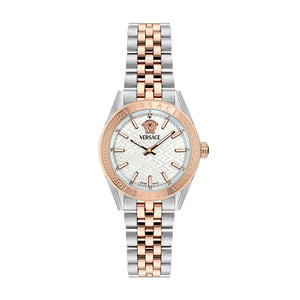 Versace V-Code Silver Dial Two-Tone Rose Gold-Tone Stainless Steel Bracelet 36mm - VE8I00624
