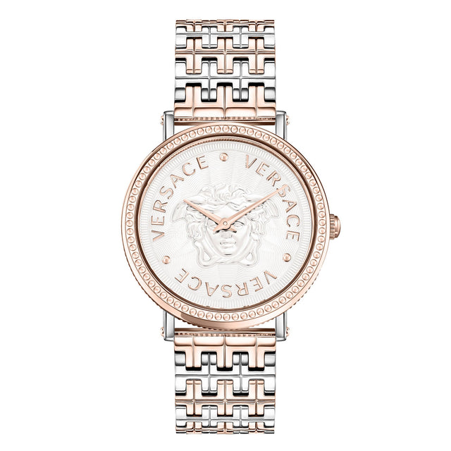 Versace V-Dollar Silver Dial Two-Tone Stainless Steel Bracelet Watch | 37mm | VEQX00423