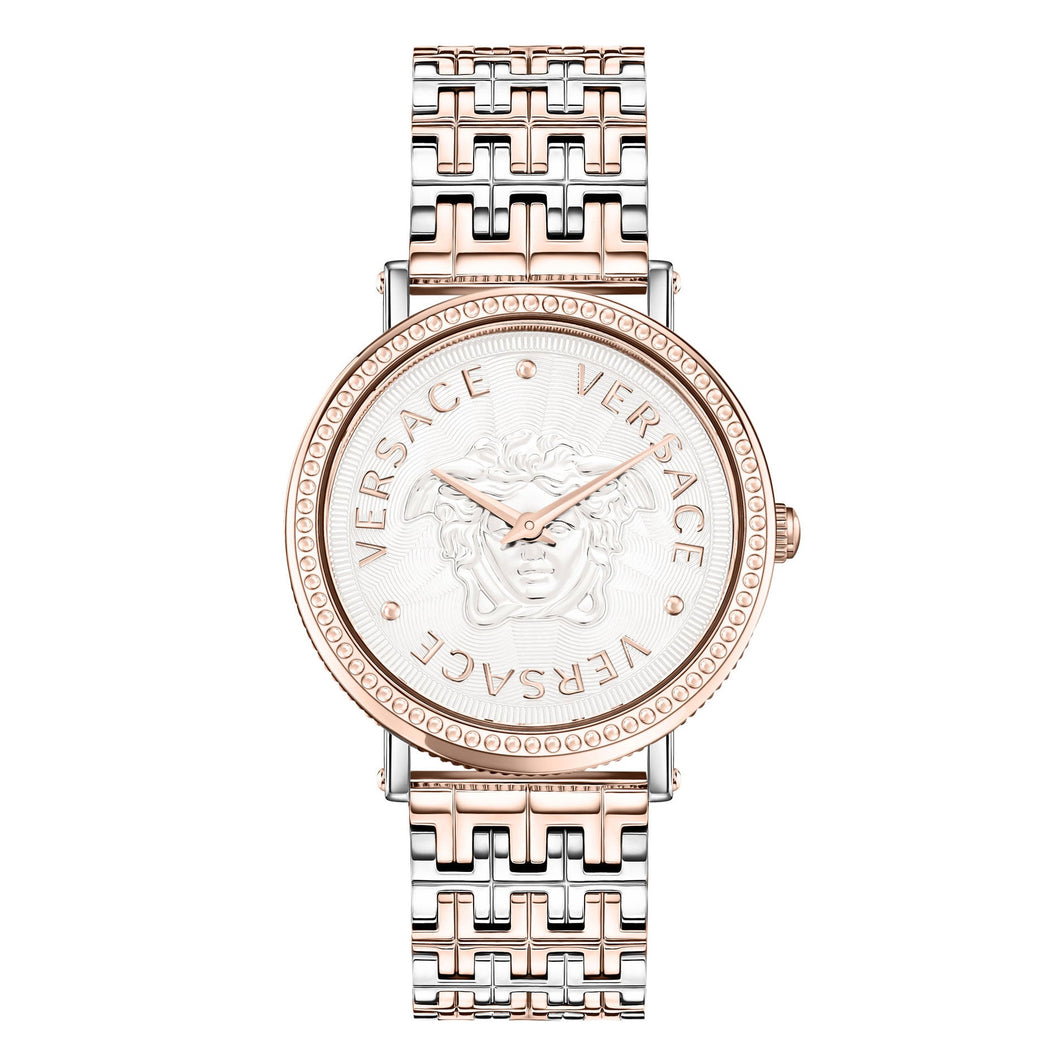 Versace V-Dollar Silver Dial Two-Tone Stainless Steel Bracelet Watch | 37mm | VEQX00423
