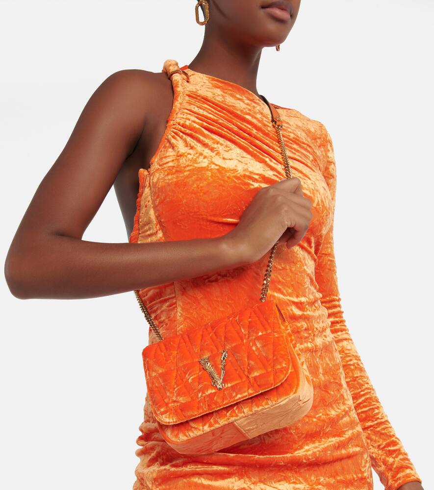Versace Virtus Small velvet shoulder bag